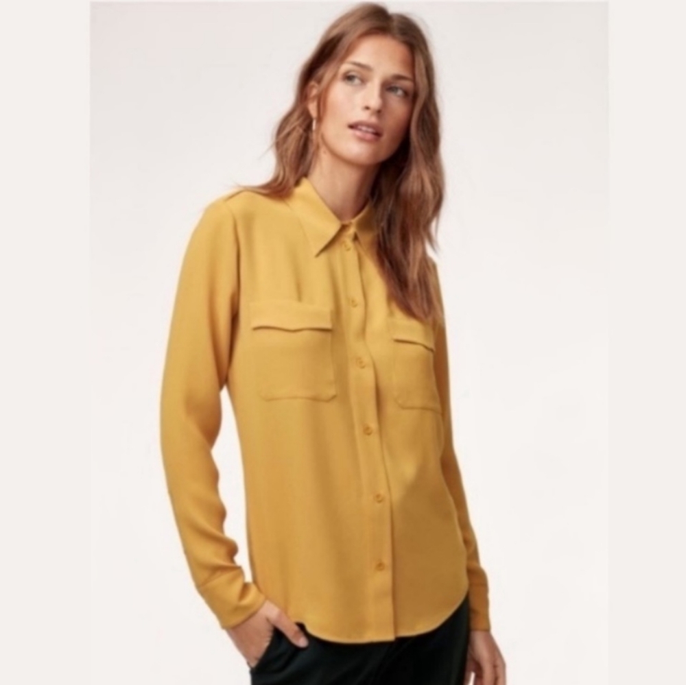 Aritzia‎ Babaton Harrison Mustard Button Shirt